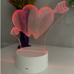 Luminária LED Em Acrílico Personalizada - Coração 3D