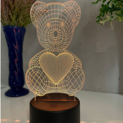 Luminária LED Em Acrílico Personalizada - Ursinho Coração