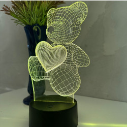 Luminária LED Em Acrílico Personalizada - Ursinho 3D
